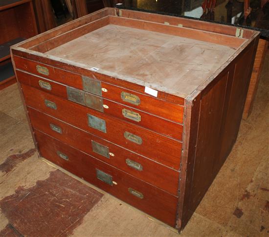 1920s mahogany plan chest, no top